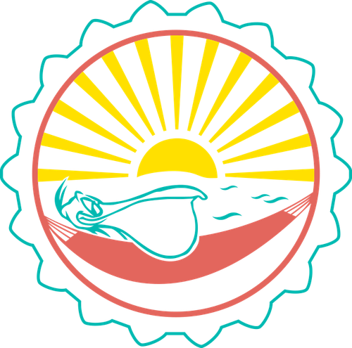 The Lazy Pelican tiki bar badge